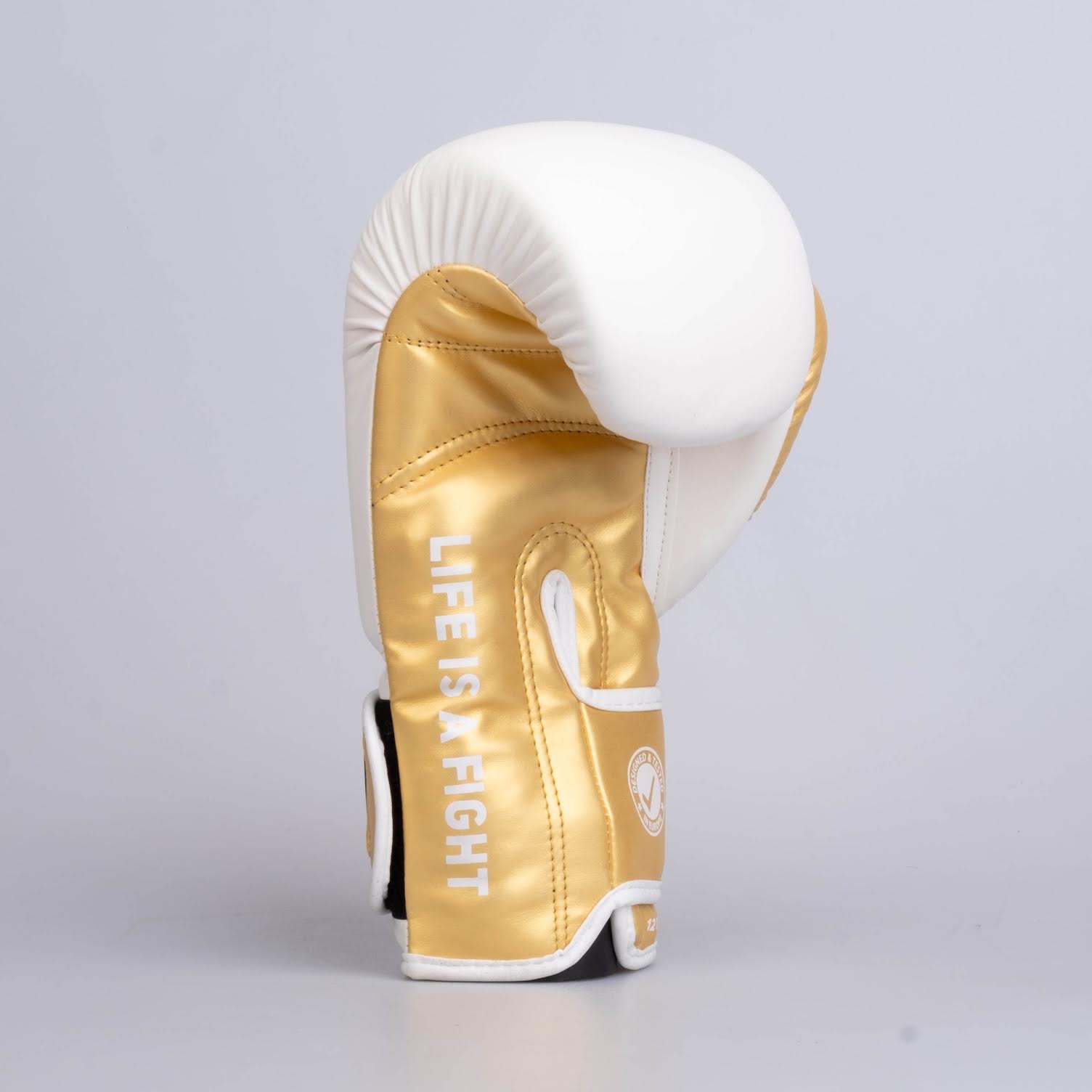 Fighter Boxing Gloves Training PU - white/gold, FBG-TRP-002