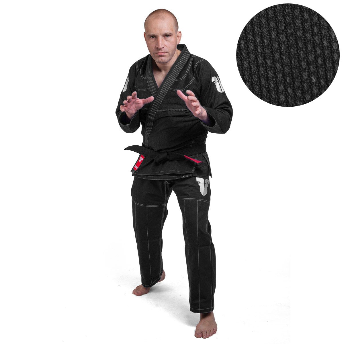 Fighter BJJ Kimono Reisstroh - schwarz