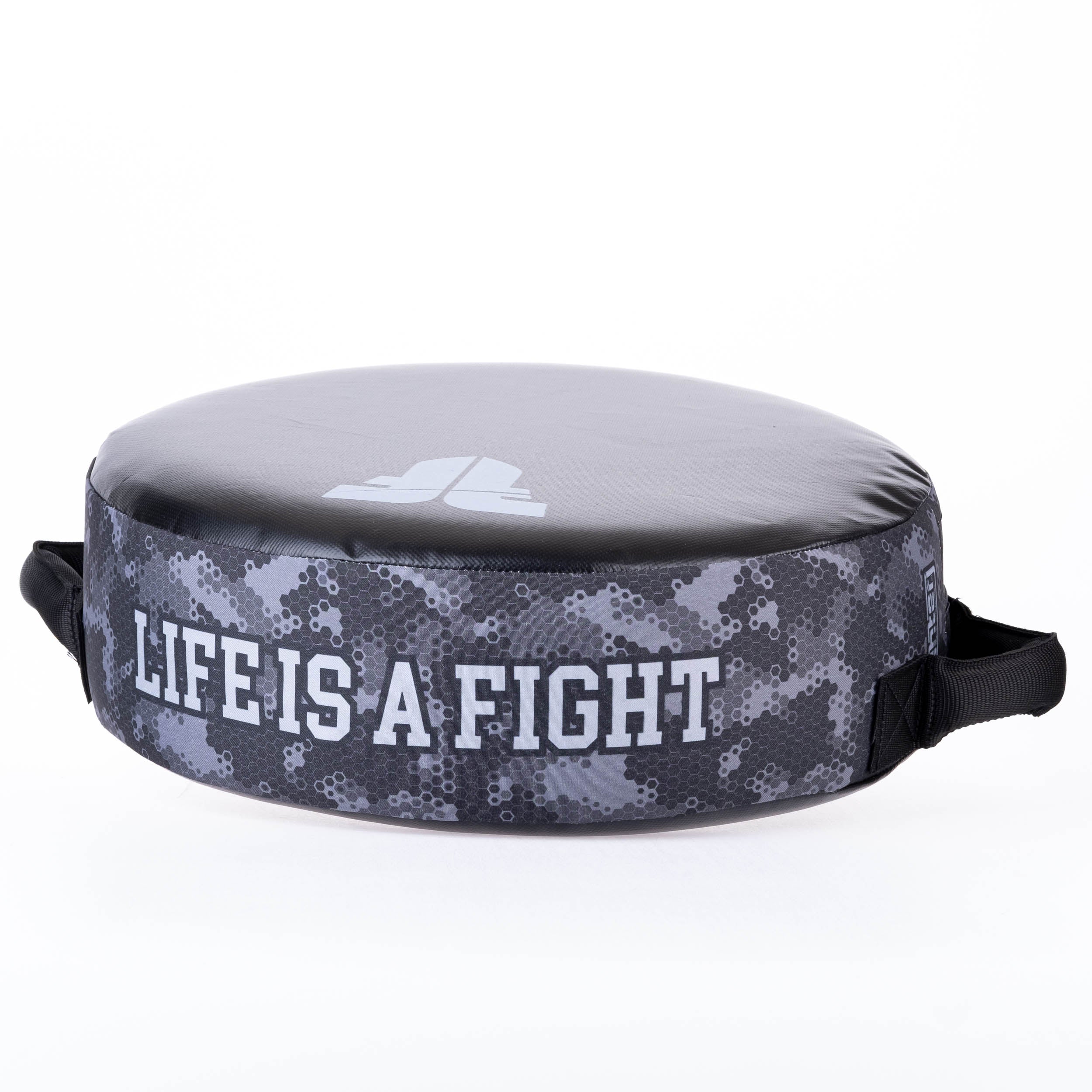 Products Fighter Round Shield - Life Is A Fight - Gray Camo, FKSH-33