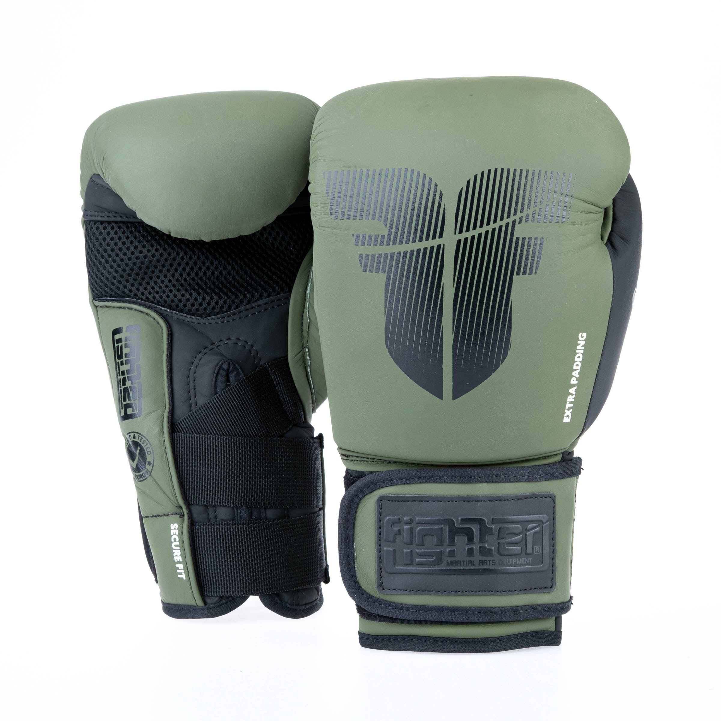 Fighter Boxing Gloves Secure Fit - khaki/black